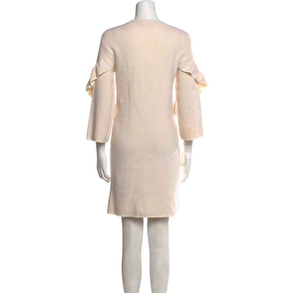 Tory Burch Frill Trim Ashley Wool Knit Ruffle Sweater Dress  Cream Size XS - Picture 6 of 9